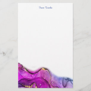 Red Violet & Purple Ink Abstract, DIY Name/Message Stationery