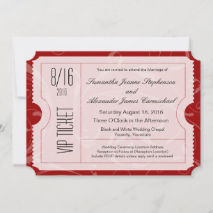 Red VIP Wedding Ticket Invitations
