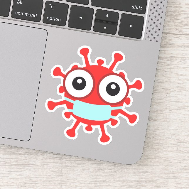 Red virus with face mask (Detail)