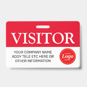Red Visitor Badge ID Badge