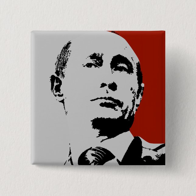 Red Vladimir Putin 15 Cm Square Badge (Front)