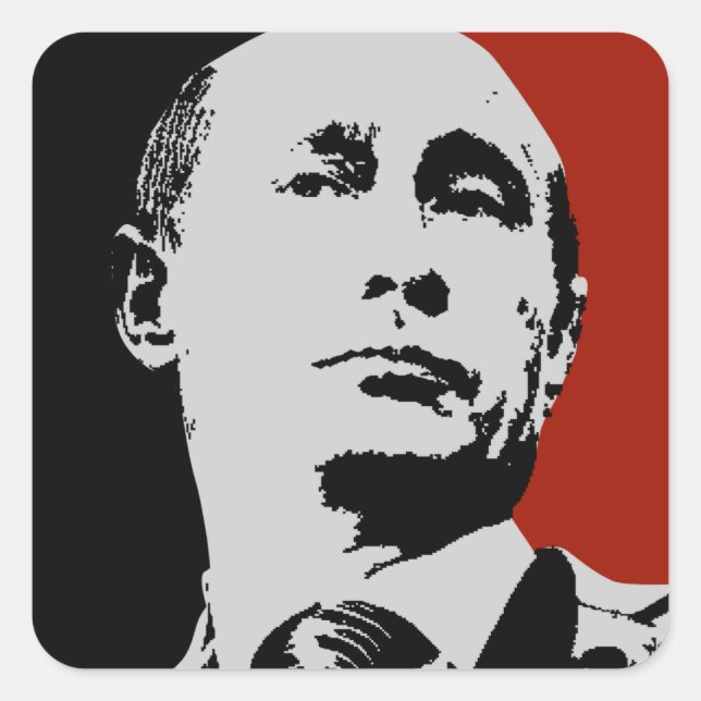 Red Vladimir Putin Square Sticker (Front)