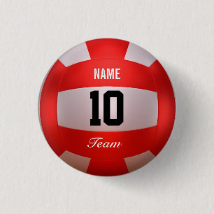 Red Volleyball 3 Cm Round Badge