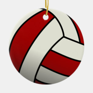 Red Volleyball Ceramic Tree Decoration