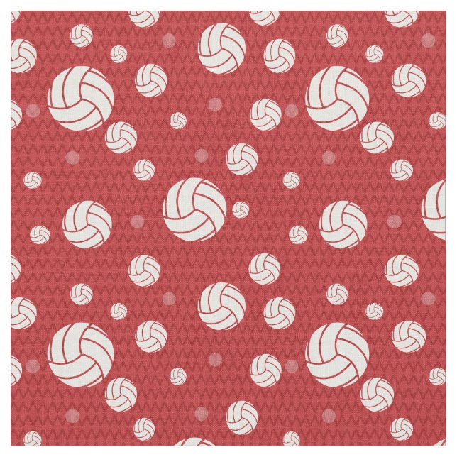 Red Volleyball Chevron Patterned Fabric (Close Up)