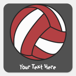 Red Volleyball (customisable) Square Sticker