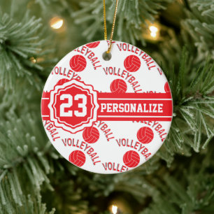Red Volleyball   DIY Name and Number Ceramic Ornament