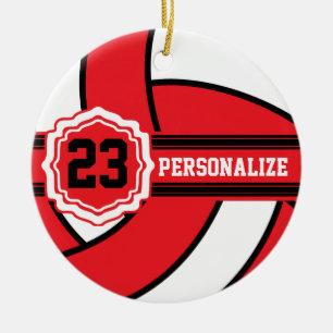 Red Volleyball   DIY Name & Number Ceramic Tree Decoration