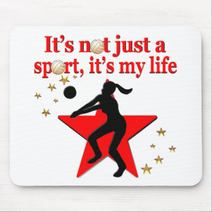 RED VOLLEYBALL IS MY LIFE DESIGN MOUSE PAD