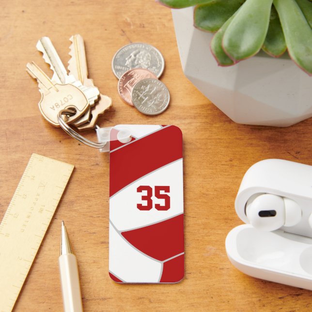 red volleyball team spirit personalised gifts key ring (Desk)
