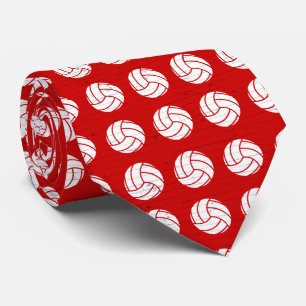 Red Volleyball Wood Floor Patterned Tie