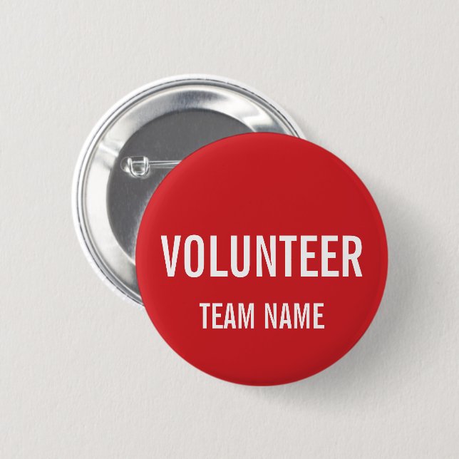 Red Volunteer Badge with Custom Team Name (Front & Back)