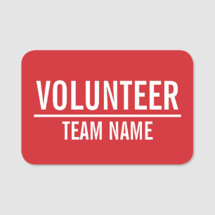 Red Volunteer Badge with Custom Team Name