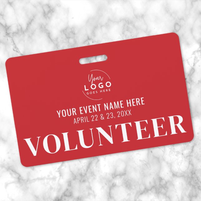 Red Volunteer ID Badge (Red Volunteer Badge )