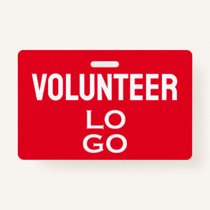 Red Volunteer with Custom Logo ID ID Badge