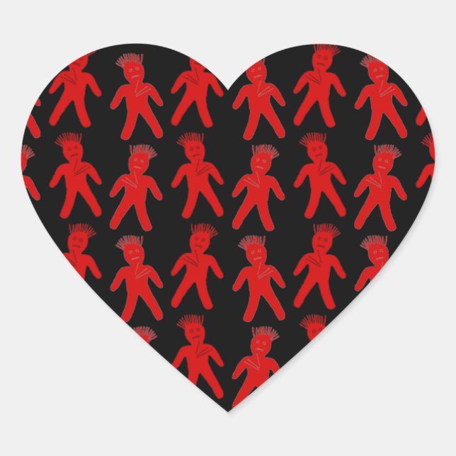 Red Voodoo Doll Heart Sticker (Front)