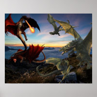 Red vs Green Dragons Battle Fantasy Fight