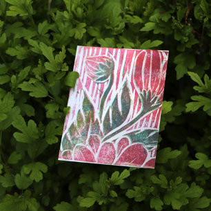 Red Wabi Sabi Flower Stamp Floral Spring Nature Postcard