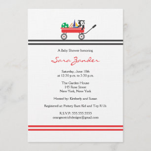 Red Wagon Baby Shower Invitation