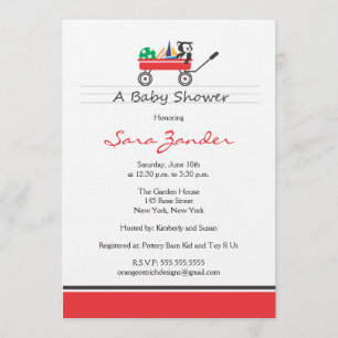 Red Wagon Baby Shower Invitation