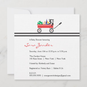 Red Wagon Baby Shower Invitation