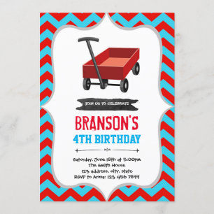 Red wagon birthday party Invitation