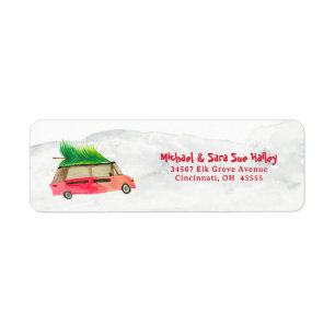 Red Wagon Christmas Watercolor Return Address Label