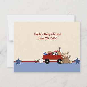 Red Wagon Teddy Bear Baby Shower Advice Cards