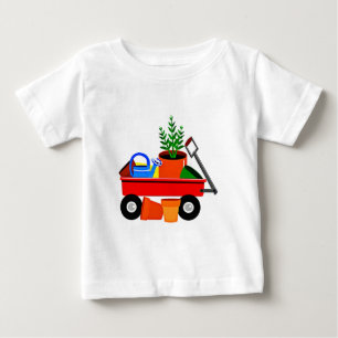 Red Wagon with Plants & Garden Tools Baby T-Shirt