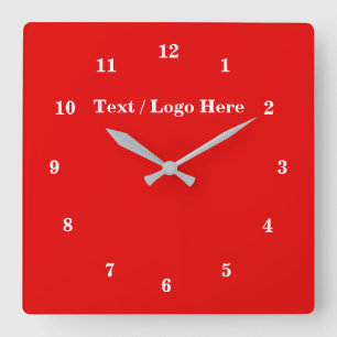 Red Wall Clock with Custom Text Choose Your Colour