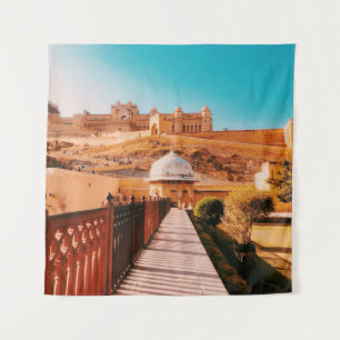RED WALL FENCE TAPESTRY