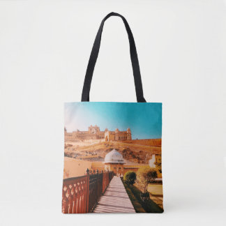 RED WALL FENCE TOTE BAG