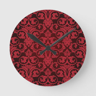 Red wallpaper 2 round clock