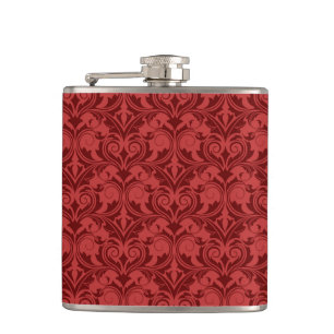 Red Wallpaper Hip Flask