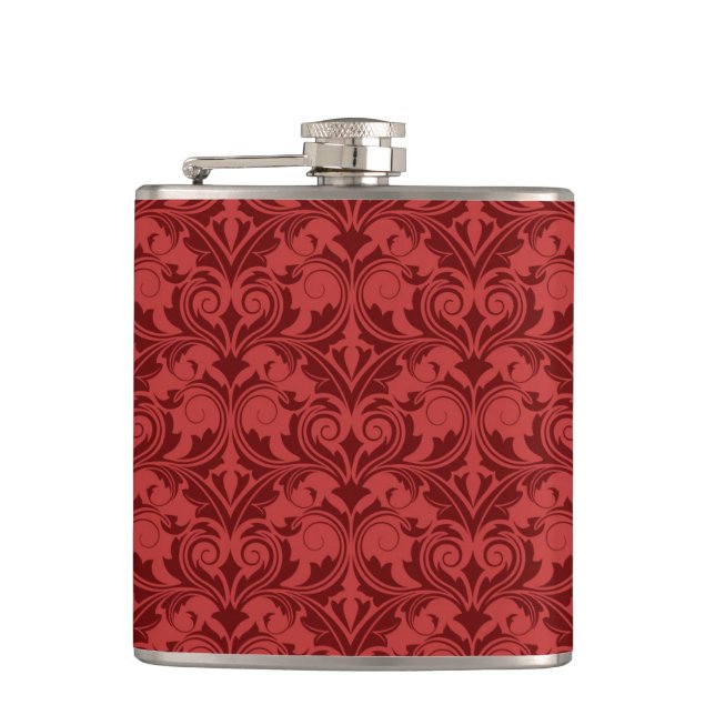 Red Wallpaper Hip Flask (Front)