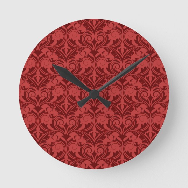 Red Wallpaper Round Clock (Front)