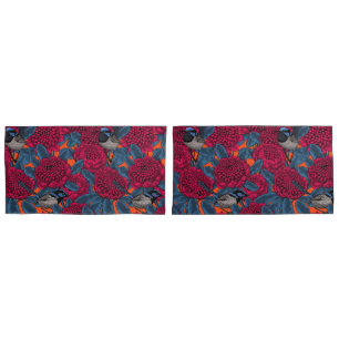 Red waratah and fairy wrens pillowcase