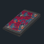 Red waratah and fairy wrens trifold wallet<br><div class="desc">First I'd drawn all the elements on paper with ink,  then redrew and coloured them in Illustrator to make the pattern.</div>