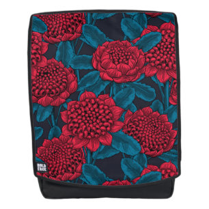 Red waratah flowers backpack