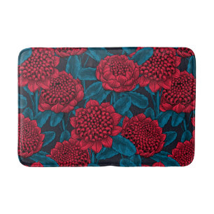Red waratah flowers bath mat