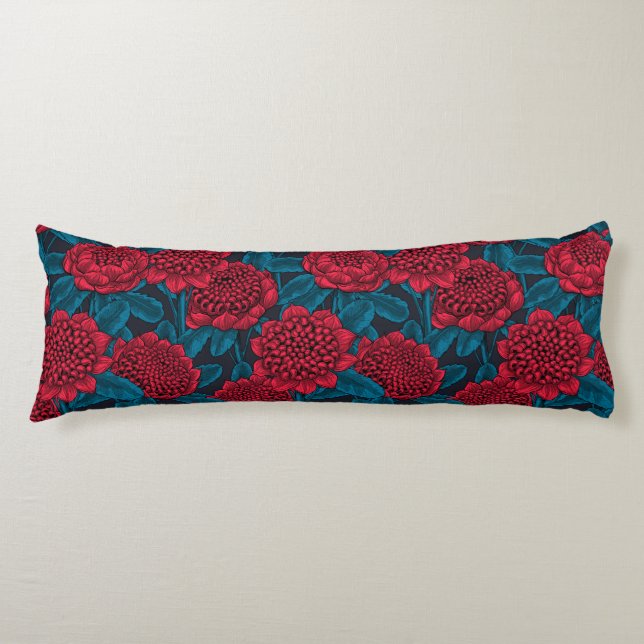 Red waratah flowers body cushion (Front)