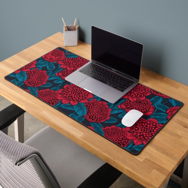 Red waratah flowers desk mat (Office 2)