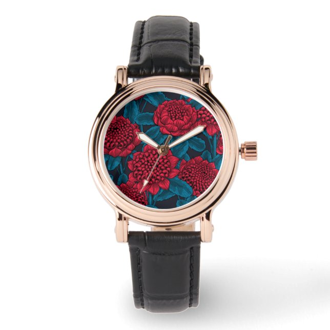 Red waratah flowers watch (Front)