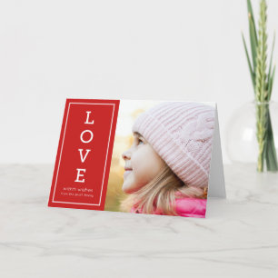 Red Warm Wishes Modern Love Holiday Photo Card