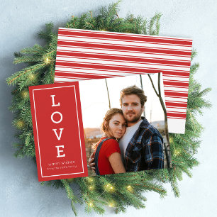 Red Warm Wishes Modern Love Holiday Photo Card