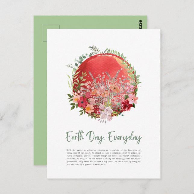 Red Warming Earth Day Everyday Postcard (Front/Back)