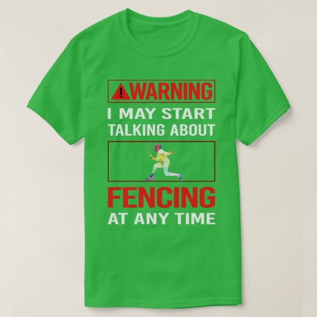Red Warning Fencing Fencer  T-Shirt (Design Front)