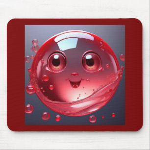 Red Water Bubble Emoji Mouse Pad