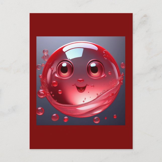Red Water Bubble Emoji Postcard (Front)