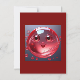 Red Water Bubble Emoji Postcard